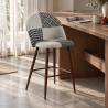 Sgabello imbottito patchwork - Stile scandinavo - Bianco e nero - 66cm - Evelyne image 7