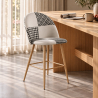 Sgabello imbottito patchwork - Stile scandinavo - Bianco e nero - 66cm -  Evelyne image 7
