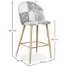 Sgabello imbottito patchwork - Stile scandinavo - Bianco e nero - 66cm -  Evelyne image 7