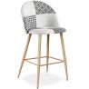 Sgabello imbottito patchwork - Stile scandinavo - Bianco e nero - 66cm -  Evelyne image 7