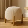 Pouf Rotondo Imbottito in Velluto a Coste con Gambe in Legno Naturale - Marrakesh image 7