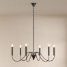 Lampada a Sospensione in Metallo Stile Lampadario Nero Opaco – 6 Bracci - Lumella image 7