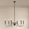 Lampada a Sospensione in Metallo Stile Lampadario Nero Opaco – 6 Bracci - Lumella image 7