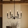 Lampada a Sospensione in Metallo Stile Lampadario Nero Opaco – 6 Bracci - Lumella image 7
