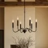 Lampada a Sospensione in Metallo Stile Lampadario Nero Opaco – 6 Bracci - Lumella image 7