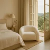 Poltrona Moderna Rivestita In Tessuto Bouclé Bianco Crema – Design Curvo E Confortevole - Gab image 7