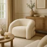 Poltrona Moderna Rivestita In Tessuto Bouclé Bianco Crema – Design Curvo E Confortevole - Gab image 7