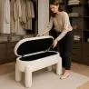 Panca Con Contenitore Rivestita In Tessuto Bouclé Bianco Panna – Seduta Moderna Per Soggiorno E Camera - Boreta image 7