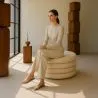 Pouf Moderno Con Contenitore Rivestito In Tessuto Bouclé Multifunzionale Come Tavolino Da Caffè - Dass image 7