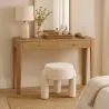 Sgabello Rivestito In Tessuto Bouclé Bianco Panna – Seduta Moderna Per Soggiorno E Camera - Boreta image 7