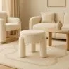 Sgabello Rivestito In Tessuto Bouclé Bianco Panna – Seduta Moderna Per Soggiorno E Camera - Boreta image 7