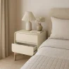 Comodino scandi moderno rivestito in ecopelle con 2 cassetti e gambe in legno naturale - Bennis image 7
