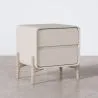 Comodino scandi moderno rivestito in ecopelle con 2 cassetti e gambe in legno naturale - Bennis image 7