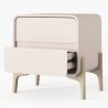 Comodino scandi moderno rivestito in ecopelle con 2 cassetti e gambe in legno naturale - Bennis image 7