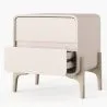 Comodino scandi moderno rivestito in ecopelle con 2 cassetti e gambe in legno naturale - Bennis image 7