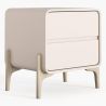 Comodino scandi moderno rivestito in ecopelle con 2 cassetti e gambe in legno naturale - Bennis image 7