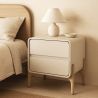 Comodino scandi moderno rivestito in ecopelle con 2 cassetti e gambe in legno naturale - Bennis image 7