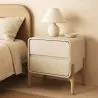 Comodino scandi moderno rivestito in ecopelle con 2 cassetti e gambe in legno naturale - Bennis image 7