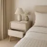Comodino scandi moderno rivestito in ecopelle con 2 cassetti e gambe in legno naturale - Bennis image 7