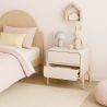 Comodino scandi moderno rivestito in ecopelle con 2 cassetti e gambe in legno naturale - Bennis image 7
