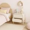 Comodino scandi moderno rivestito in ecopelle con 2 cassetti e gambe in legno naturale - Bennis image 7