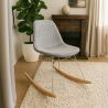 Sedia a dondolo moderna in tessuto imbottito per adulti - Gambe in acciaio e legno - Skögur image 7