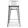 Sgabello da bar di design industriale con schienale - Legno e acciaio - 60 cm - Stylix image 7
