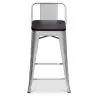 Sgabello da bar di design industriale con schienale - Legno e acciaio - 60 cm - Stylix image 7