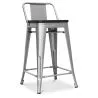 Sgabello da bar di design industriale con schienale - Legno e acciaio - 60 cm - Stylix image 7