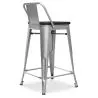 Sgabello da bar di design industriale con schienale - Legno e acciaio - 60 cm - Stylix image 7