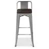 Sgabello da bar di design industriale con schienale - Legno e acciaio - 76 cm - Stylix image 7