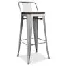 Sgabello da bar di design industriale con schienale - Legno e acciaio - 76 cm - Stylix image 7