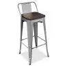Sgabello da bar di design industriale con schienale - Legno e acciaio - 76 cm - Stylix image 7