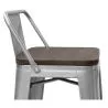 Sgabello da bar di design industriale con schienale - Legno e acciaio - 76 cm - Stylix image 7