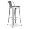 Sgabello da bar di design industriale con schienale - Legno e acciaio - 76 cm - Stylix image 7
