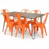 Pack Tavolo da pranzo - Design industriale 150cm + Confezione di 6 sedie da pranzo - Design industriale - Hairpin Stylix image 9