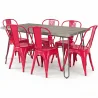 Pack Tavolo da pranzo - Design industriale 150cm + Confezione di 6 sedie da pranzo - Design industriale - Hairpin Stylix image 9