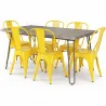 Pack Tavolo da pranzo - Design industriale 150cm + Confezione di 6 sedie da pranzo - Design industriale - Hairpin Stylix image 9