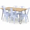 Pack Tavolo da pranzo - Design industriale 150cm + Confezione di 6 sedie da pranzo - Design industriale - Hairpin Stylix image 9