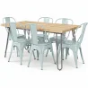 Pack Tavolo da pranzo - Design industriale 150cm + Confezione di 6 sedie da pranzo - Design industriale - Hairpin Stylix image 9