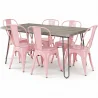Pack Tavolo da pranzo - Design industriale 150cm + Confezione di 6 sedie da pranzo - Design industriale - Hairpin Stylix image 9