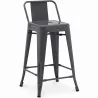 Sgabello da bar con schienale - Design industriale - 60cm - Nuova edizione - Stylix image 9
