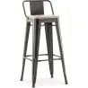 Sgabello da bar con schienale - Design industriale - Legno e acciaio - 76cm - Nuova edizione - Stylix image 9