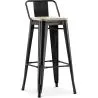 Sgabello da bar con schienale - Design industriale - Legno e acciaio - 76cm - Nuova edizione - Stylix image 9