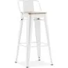 Sgabello da bar con schienale - Design industriale - Legno e acciaio - 76cm - Nuova edizione - Stylix image 9