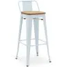 Sgabello da bar con schienale - Design industriale - Legno e acciaio - 76cm - Nuova edizione - Stylix image 9