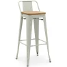 Sgabello da bar con schienale - Design industriale - Legno e acciaio - 76cm - Nuova edizione - Stylix image 9