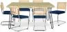 Confezione Tavolo da pranzo di design industriale 150cm e 6 sedie da pranzo in rattan - Rivestimento in velluto - Martha image 9