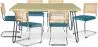 Confezione Tavolo da pranzo di design industriale 150cm e 6 sedie da pranzo in rattan - Rivestimento in velluto - Martha image 9