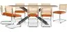 Confezione Tavolo da pranzo in legno di design industriale (200 cm) e 8 sedie in rattan - Rivestito in velluto - Martha image 9